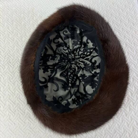 Vintage Handmade Mink Fur Made In Canada Women’s Luxury Hat One Size 50s 60s - Picture 5 of 11